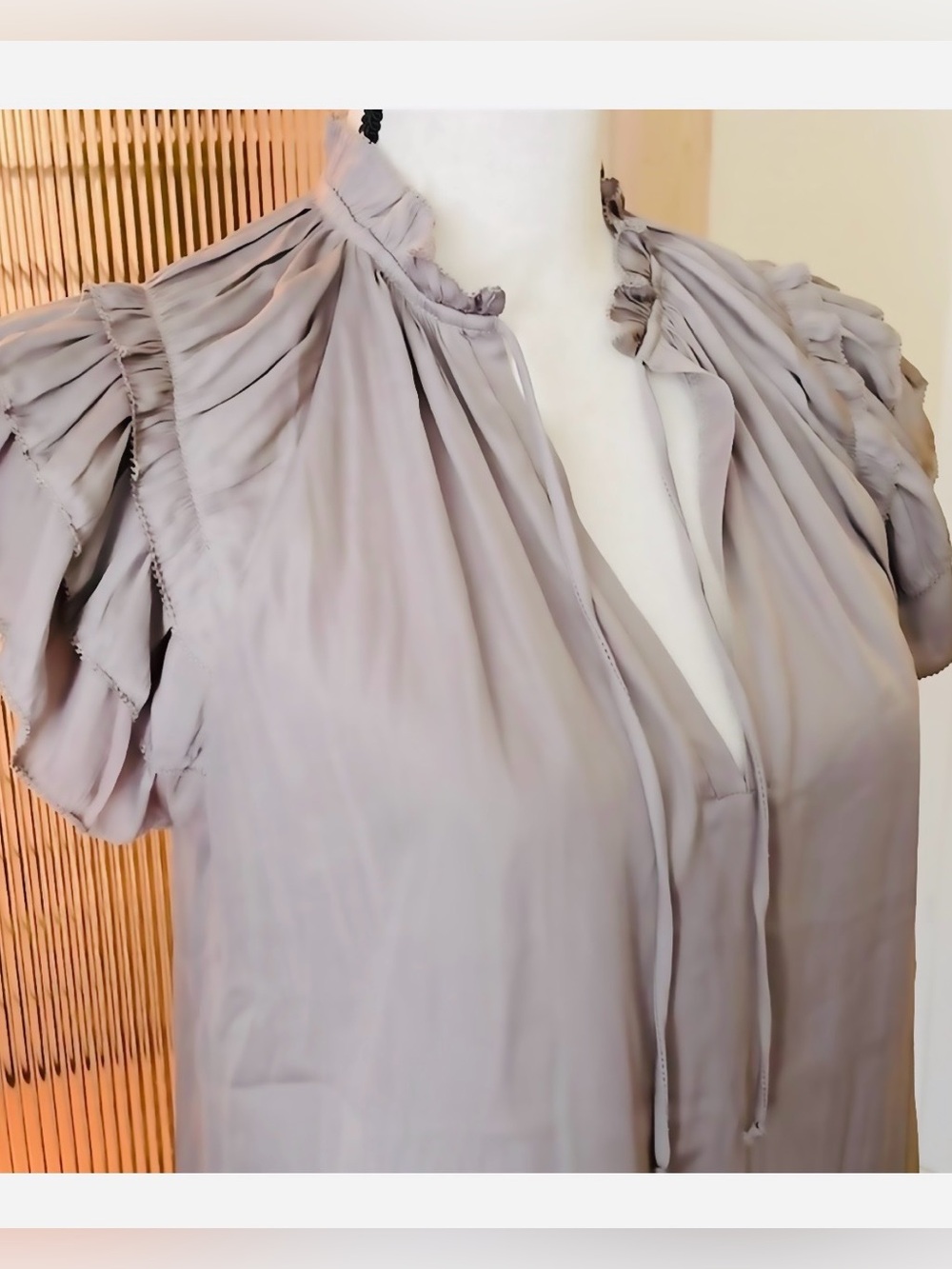 NWT Grade & Gather Ruffle Sleeve Top Blouse in Fawn